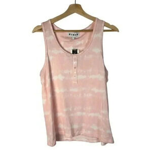 Kikit Coral Pink Tie Dye Henley Lounge Tank Top L